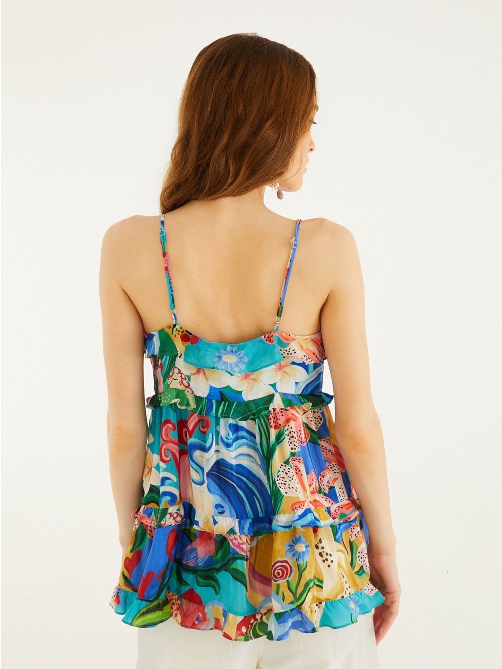 FARM Rio Multicolor Floral Ruffle Tie-Front Tank - Picture 4 of 7
